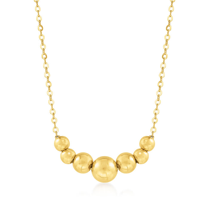 Italian 14kt Yellow Gold Graduated Bead Necklace