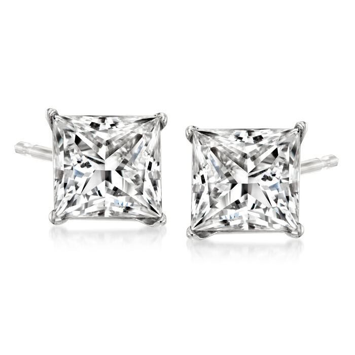3.00 ct. t.w. Princess-Cut Lab-Grown Diamond Stud Earrings in 14kt White Gold