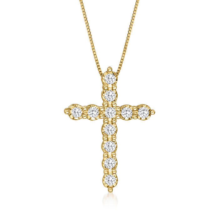 .50 ct. t.w. Diamond Cross Pendant Necklace in 14kt Yellow Gold