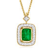 1.60 Carat Emerald Pendant Necklace with .38 ct. t.w. Diamonds in 14kt Yellow Gold