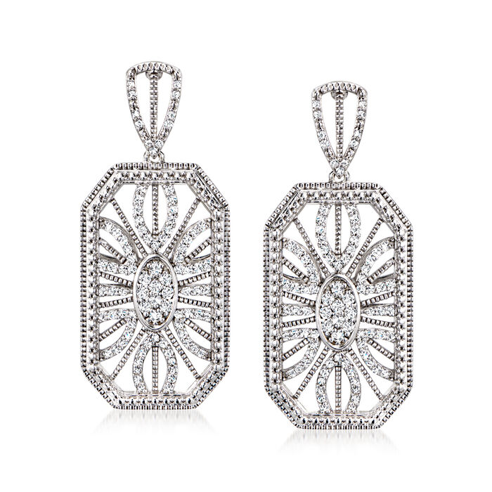 .75 ct. t.w. Diamond Octagonal Openwork Drop Earrings in Sterling Silver