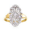 C. 1980 Vintage .15 ct. t.w. Diamond Filigree Ring in 14kt Two-Tone Gold