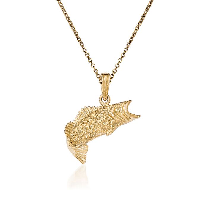 14kt Yellow Gold Bass Pendant Necklace