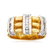 C. 1980 Vintage .80 ct. t.w. Diamond Station Ring in 18kt Two-Tone Gold