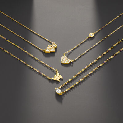 Diamond-Accented Geometric Station Necklace in 14kt Yellow Gold