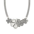 Sterling Silver Floral Flat Wheat-Chain Necklace