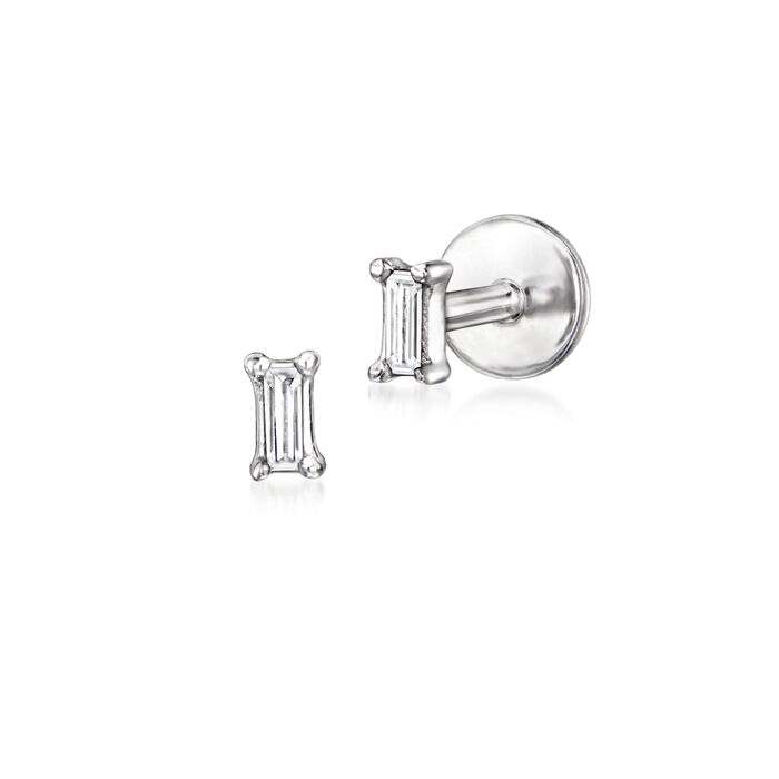 Baguette Diamond-Accented Flat-Back Stud Earrings in Sterling Silver