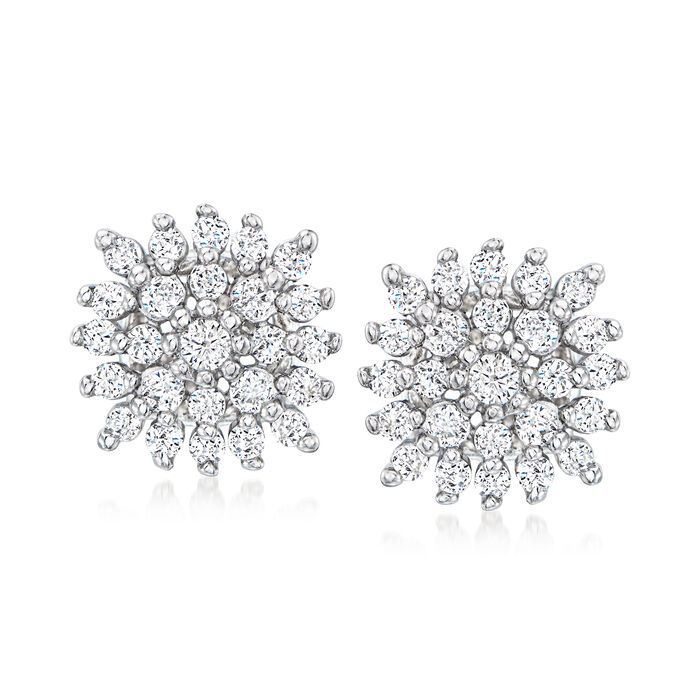 .50 ct. t.w. Diamond Sunburst Earrings in Sterling Silver