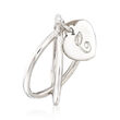 Sterling Silver Personalized Single-Initial Heart Charm Crisscross Ring