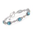 6.05 ct. t.w. Blue Topaz Bracelet in Sterling Silver and 14kt Yellow Gold