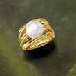 10.5-11mm Cultured Pearl Twisted Multi-Row Ring in 14kt Gold Over Sterling