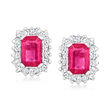 1.40 ct. t.w. Ruby and .36 ct. t.w. Diamond Earrings in 14kt White Gold
