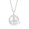 .40 ct. t.w. CZ Peace Sign Pendant Necklace in Sterling Silver