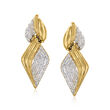 C. 1980 Vintage 1.30 ct. t.w. Diamond Geometric Clip-On Drop Earrings in 18kt Yellow Gold