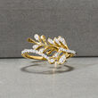 .20 ct. t.w. Diamond Leaf Bypass Ring in 18kt Gold Over Sterling