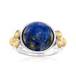 Lapis Ring in Sterling Silver and 14kt Yellow Gold