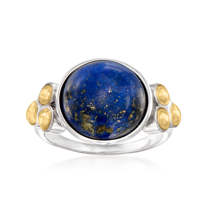 Lapis Ring in Sterling Silver and 14kt Yellow Gold