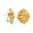 C. 1980 Vintage Henry Dunay 18kt Yellow Gold Hammered Shell Earrings