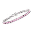 9.25 ct. t.w. Simulated Pink Sapphire Tennis Bracelet in Sterling Silver