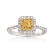 Gregg Ruth .86 ct. t.w. Yellow and White Diamond Ring in 18kt White Gold
