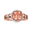Le Vian &quot;Chocolatier&quot; 1.00 Carat Peach Morganite Ring with .23 ct. t.w. Chocolate and Vanilla Diamonds in 14kt Strawberry Gold