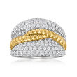 2.20 ct. t.w. Pave Diamond Roped Ring in 18kt Two-Tone Gold