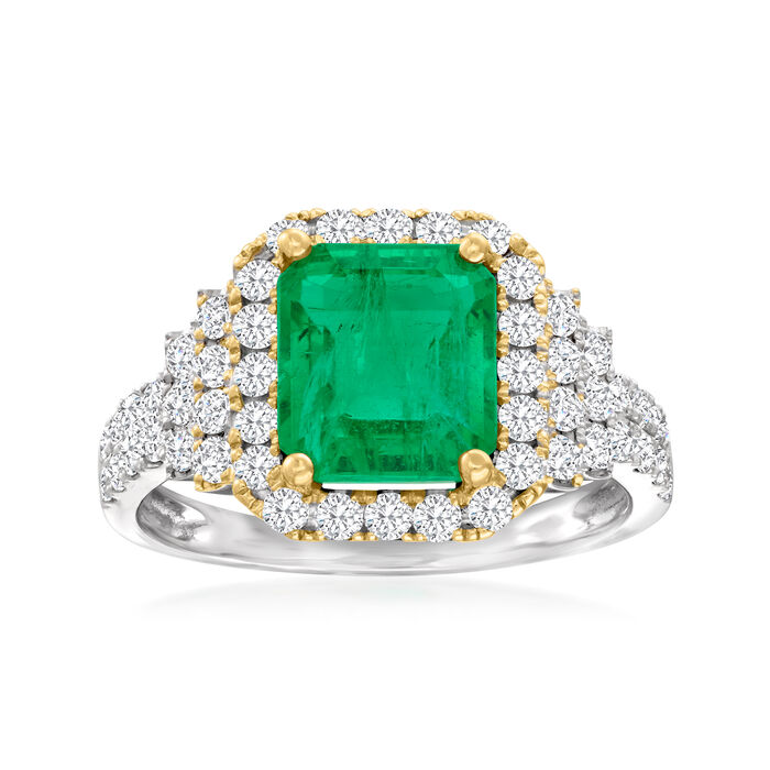 2.50 Carat Emerald Ring with .84 ct. t.w. Diamonds in 18kt White Gold