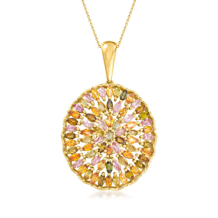 8.75 ct. t.w. Multicolored Tourmaline Pendant Necklace in 18kt Gold Over Sterling
