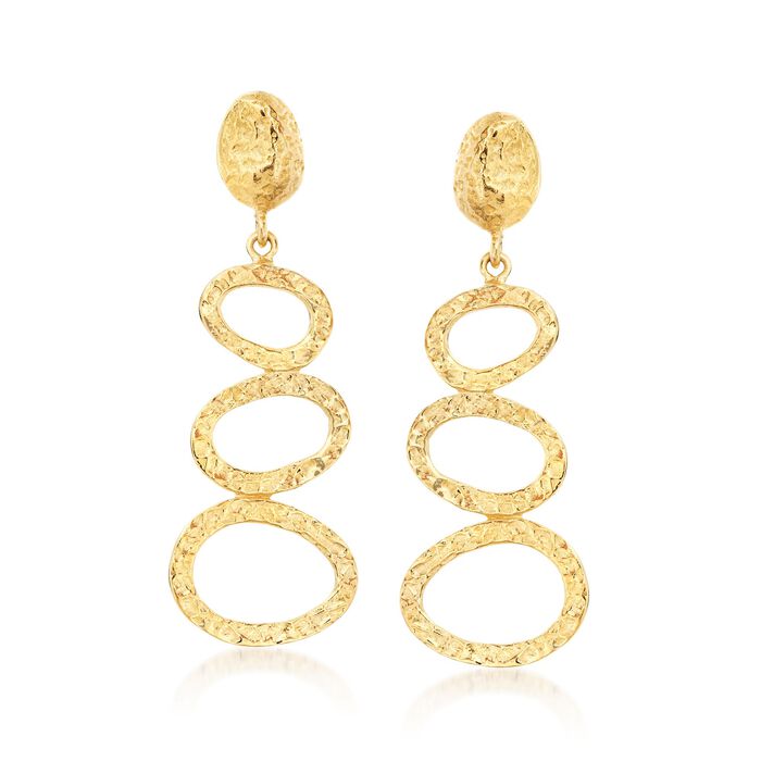 18kt Yellow Gold Over Sterling Free-Form Open Circle Drop Earrings