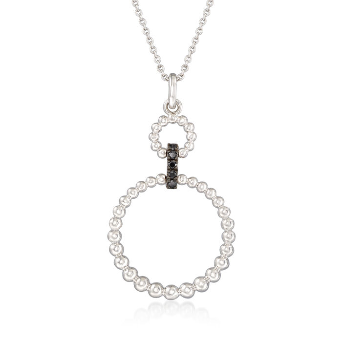 Gabriel Designs Sterling Silver Multi-Circle Necklace with Black Spinel Accents in Sterling Silver