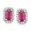 .60 ct. t.w. Ruby and .11 ct. t.w. Diamond Earrings in 14kt White Gold
