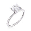1.90 Carat Moissanite Solitaire and .11 ct. t.w. Diamond Engagement Ring in 14kt White Gold