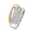 1.00 ct. t.w. Diamond Cluster Highway Ring in Sterling Silver and 14kt Yellow Gold