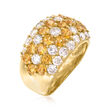C. 1990 Vintage 2.12 ct. t.w. Yellow Sapphire and 1.45 ct. t.w. Diamond Flower Ring in 18kt Yellow Gold