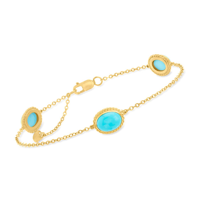Turquoise Station Bracelet in 14kt Yellow Gold