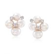 Mikimoto &quot;Bubbles&quot; 4.75-6mm A+ Akoya Pearl Cluster Earrings with Diamond Accents in 18kt White Gold