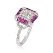 Gregg Ruth 1.07 ct. t.w. Ruby and .67 ct. t.w. Diamond Ring in 18kt White Gold