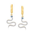 .50 ct. t.w. Diamond Snake Hoop Drop Earrings in 18kt Gold Over Sterling