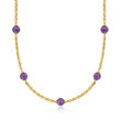 25.00 ct. t.w. Amethyst Bead Byzantine Station Necklace in 18kt Gold Over Sterling