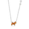 Amber Dog and Bone Necklace in Sterling Silver