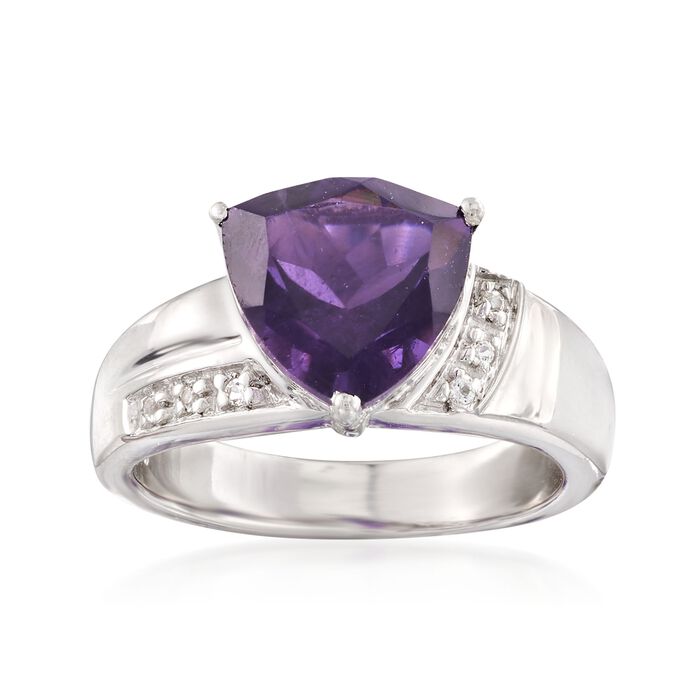 2.50 Carat Amethyst Ring with White Topaz Accents in Sterling Silver