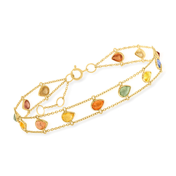 C. 1990 Vintage 4.75 ct. t.w. Multicolored Sapphire Bracelet in 18kt Yellow Gold
