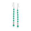 3.20 ct. t.w. Emerald Drop Earrings with Diamond Accents in Sterling Silver