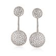 1.20 ct. t.w. Pave CZ Jewelry Set: Earrings and Front-Back Jackets in Sterling Silver