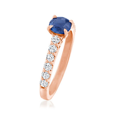 C. 2000 Vintage .70 Carat Sapphire Ring with .50 ct. t.w. Diamonds in 14kt Rose Gold