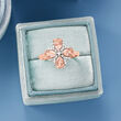 1.40. ct. t.w. Morganite and .10 ct. t.w. White Topaz Ring in 18kt Rose Gold Over Sterling
