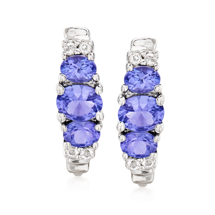 1.30 ct. t.w. Tanzanite and .20 ct. t.w. White Topaz Earrings in Sterling Silver