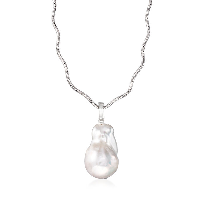 12-15mm Cultured Baroque Pearl Pendant Necklace in Sterling Silver