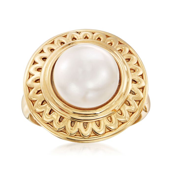 10.5-11 mm Cultured Button Pearl Ring in 14kt Yellow Gold