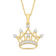 .10 ct. t.w. Diamond Crown Pendant Necklace in 10kt Yellow Gold